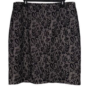 Dress Barn Black White Floral Skirt Vintage Inspired Excellent Condition Size 14